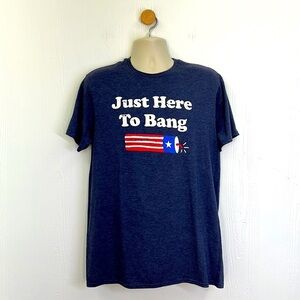 Delta - Just Here To Bang Navy Firecracker Graphic Short Sleeve T Shirt Size L